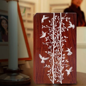 wood and resin cremation urn, Hummingbird Urn for human ashes Rosewood and Resin Cremation urns ,wooden urn for human ashes
