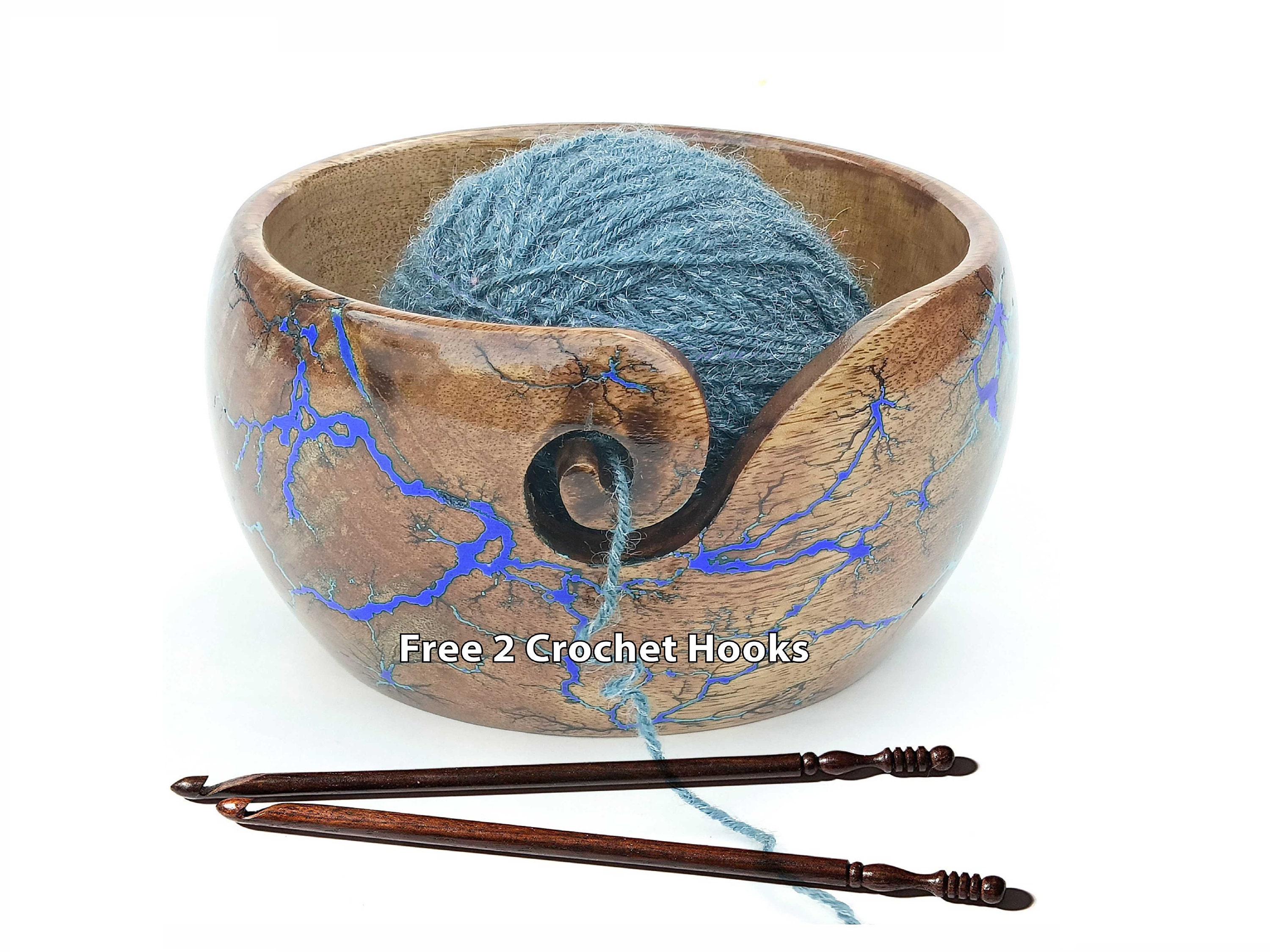 Large Yarn Bowl & Yarn Holder with 5-Piece Crochet Hook Set - Premium Yarn  Bowls for Knitting & Crochet, Crochet Storage Organizer, Yarn Holders 
