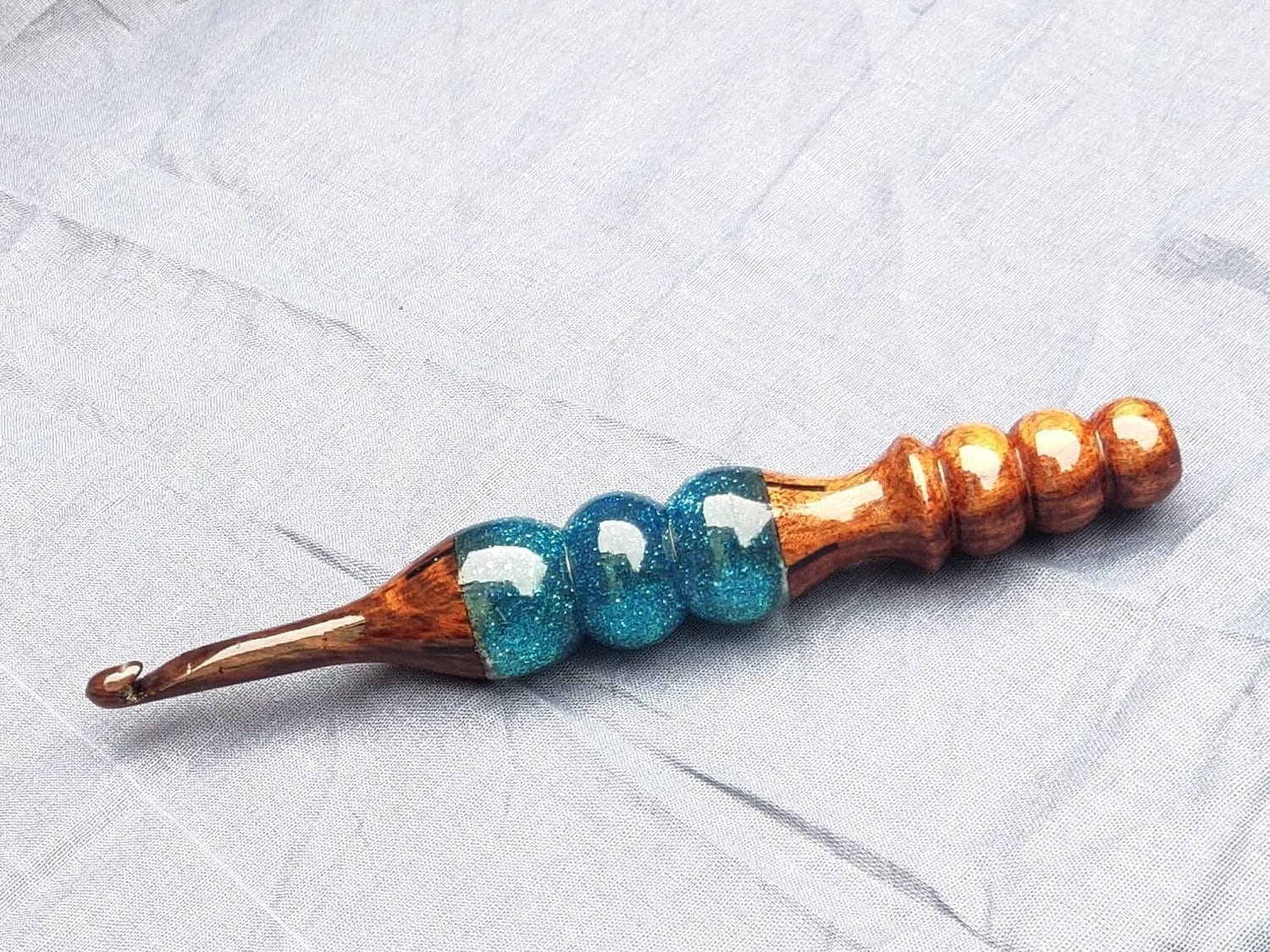 Pink & Blue Resin Crochet Hook Custom Ergonomic Resin Crochet Hook