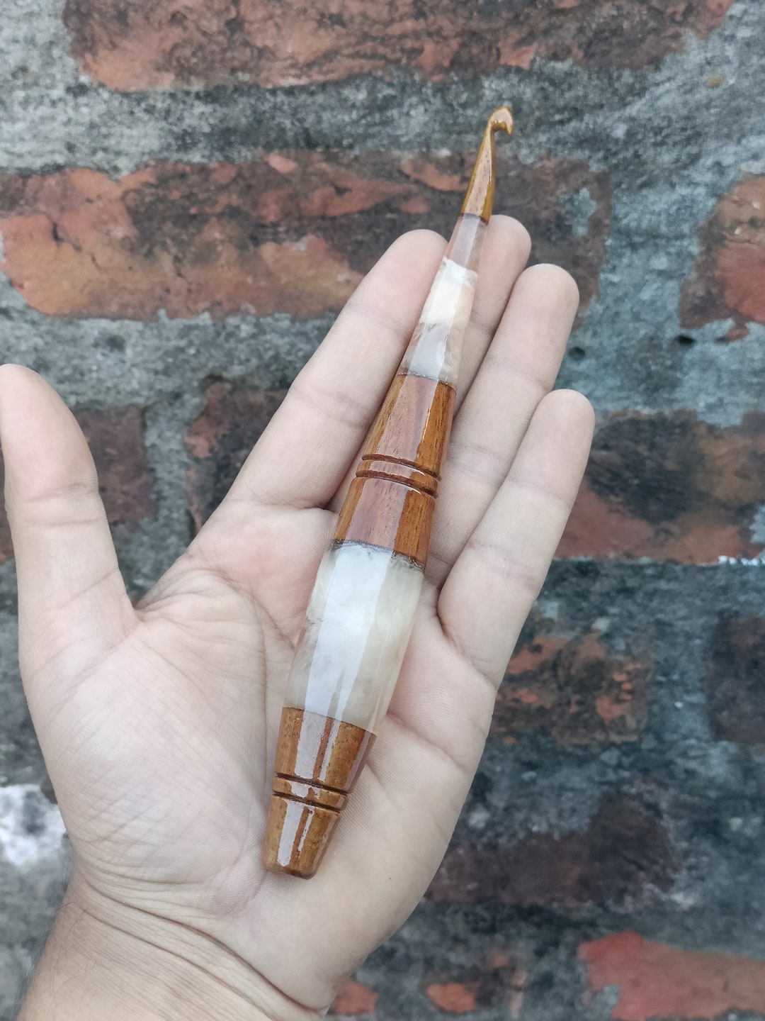 Handmade Clear Epoxy Resin Crochet Hooks Wooden Epoxy Mix Etsy