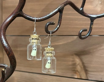Mini Ghost Jar Earrings (they glow!)