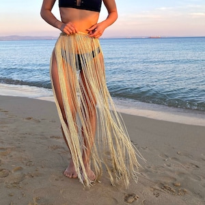 Long Fringe Skirt Etsy