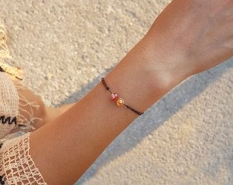 Bracelet en agate avec deux perles, taille réglable, bijoux en pierre naturelle, cadeau de moins de 20 ans