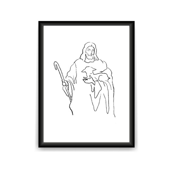 The Good Shepherd Sketch, Digital Download, Minimalist Jesus Art, Jesus  Christ Printable, Christian Art, LDS Download - Etsy