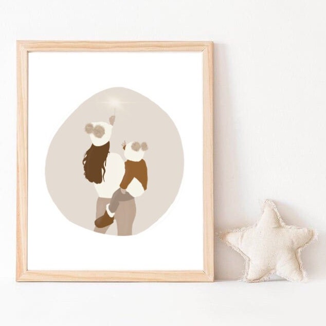 Illustration Affiche Personnalisée Portrait Famille Couple Amis