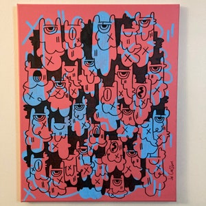 Doodle Artwork / Arte Contemporáneo / Obra de Arte Original "Canvas IV" Técnica Mixta sobre Lienzo 20x16" por Joe Chessum