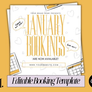 January Booking Flyer, New Year Booking Flyer, Appointments Available, Canva Template, Editable Canva Flyer, Seasonal Booking Flyer