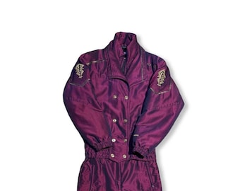 ヴィンテージ 80 年代 ワンピース スキー スーツ マルチカラー 冬