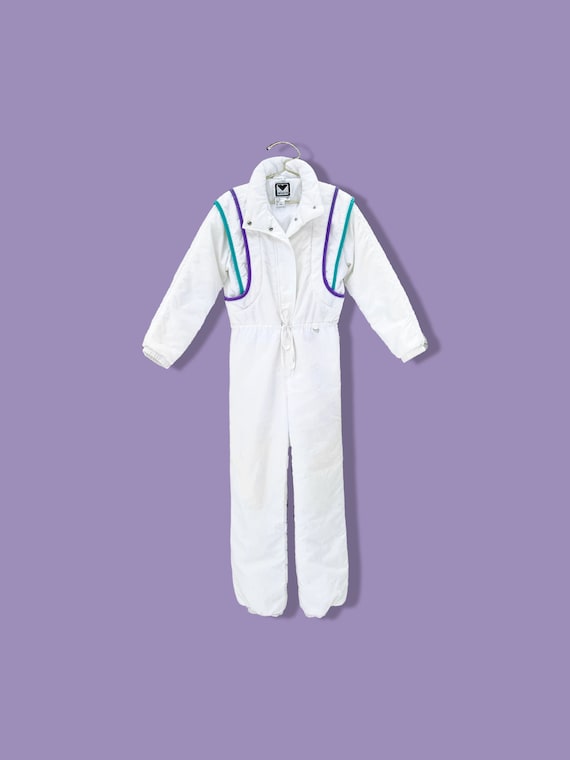 1980s vintage one piece ski suit white Obermeyer b