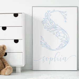Floral Letter Sign | Name Initial Personalized Digital Wall Art | Digital Downloads | Digital Wall Art | Instant Download | DDM Prints
