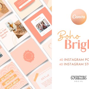 Instagram Post & Story Templates - Bright Boho Colorful - Instagram Engagement Templates - Boho Canva Templates - Bold Boho Branding