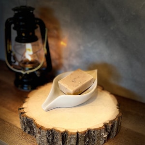 Stone Cement Leaf Bar Soap Dish with Drip Spout