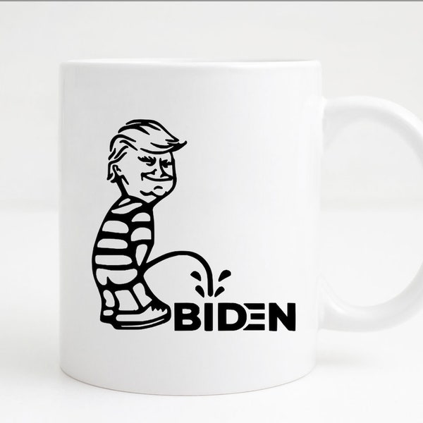 Trump Peeing on Biden Mug Trump Calvin Pissing Pee on Biden Mug Trump Peeing Mug Trump Pissing on Biden Mug Funny Mug  Trump Funny Mug
