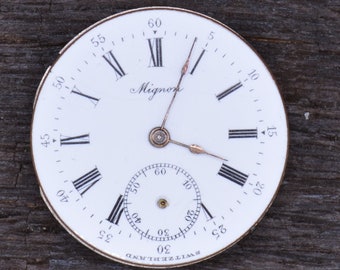 Vintage Swiss Watch Movement. Maker "Mignon". Gold Hands. Complete, Not Running. Antique Pocket Watch, Vintage Watch. Swiss Watch.