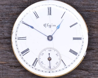 Vintage Elgin Watch Company, Pocket Watch Movement, Complete, but Not Running. Production Year: 1895, Vintage Pocket Watch.
