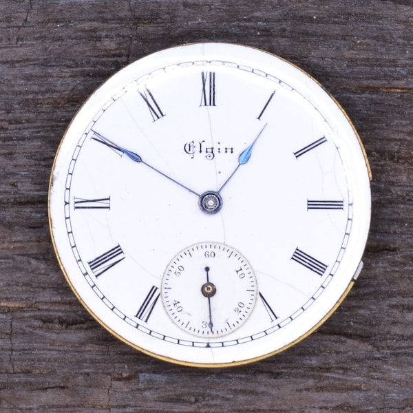 Vintage Elgin Watch Company, Pocket Watch Movement, Complete, but Not Running. Production Year: 1895, Vintage Pocket Watch.