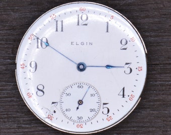 Vintage Elgin Pocket Watch Movement, Complete but Not Running. Production Year 1900. Vintage Watch, Steampunk.