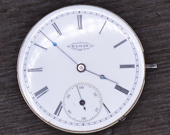 Vintage Elgin Pocket Watch Movement, Complete but Not Running. Production Year 1891. Vintage Watch, Steampunk.
