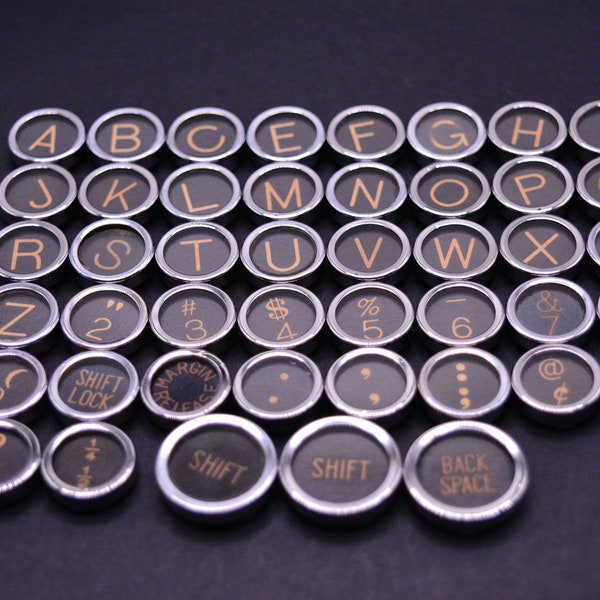 Vintage Typewriter Keys. Select One Typewriter Key. Glass Top and Flat Backed. Use for Jewelry, Art, Steampunk, Upcycle, Repurpose, Crafts.