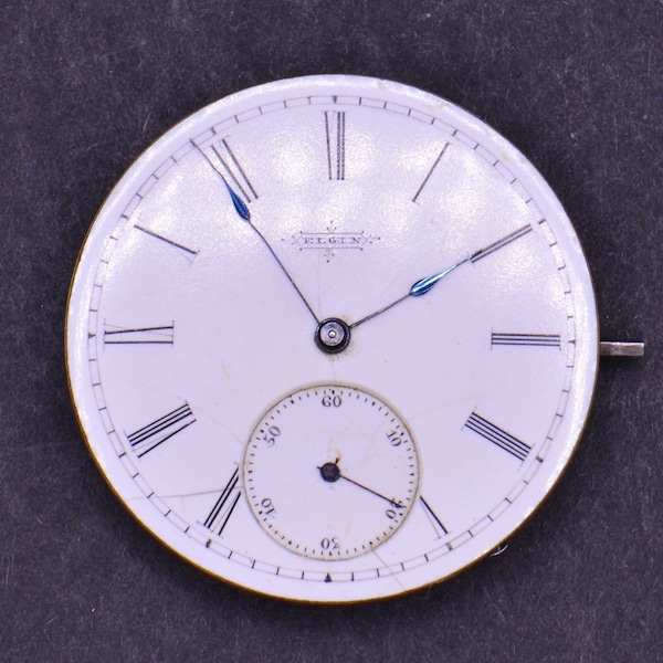 Vintage Elgin Pocket Watch Movement. Complete, Not Running. Made in 1886. Size 8s. Grade 94. 11 Jewels. Very Clean.