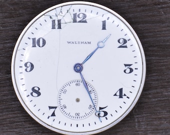 Vintage Waltham Pocket Watch Movement, Complete but Not Running. Production Year 1917. Watch, Antique Watch, Steampunk.