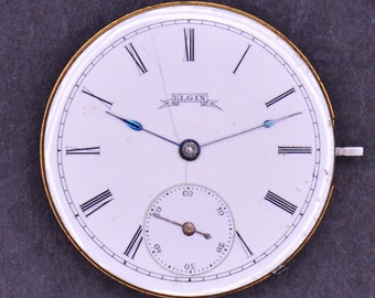 Vintage Elgin Pocket Watch Movement, Complete but Not Running. Production Year 1887. Vintage Watch, Watch Parts. Antique Watch, Watch Parts.
