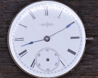 Vintage Elgin Pocket Watch Movement, Complete but Not Running. Production Year 1887. Vintage Watch, Antique Watch, Watch, Steampunk.