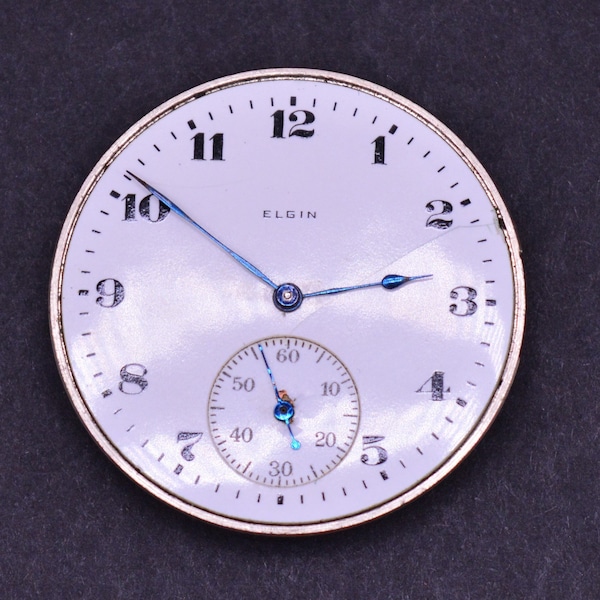 Vintage Elgin Pocket Watch Movement, Complete, Not Running. Made in 1921 Size 12s. Grade 301. 7 Jewels. Very Clean.