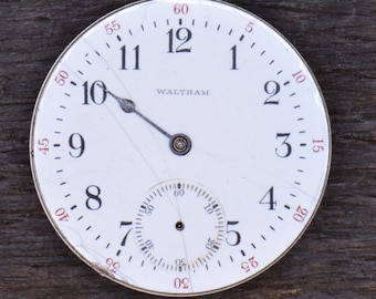 Vintage Waltham Watch Company, Pocket Watch Movement, Complete but Not Running. Production Year 1902. Vintage Watch, Antique Watch.