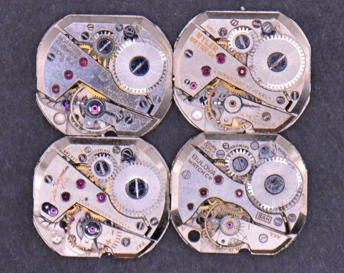 Vintage Wrist Watch Movements, Lot of 4 Used. Different Brands, Same