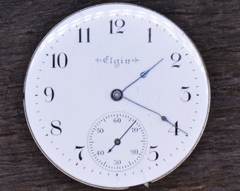 Vintage Elgin Watch Company, Pocket Watch Movement, Complete, but Not Running. Production Year: 1902, Vintage Pocket Watch.