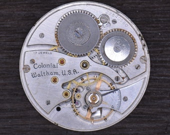 Vintage Waltham Watch Company "Colonial' Movement, Not Running. Antique Pocket Watch, Vintage Pocket Watch.