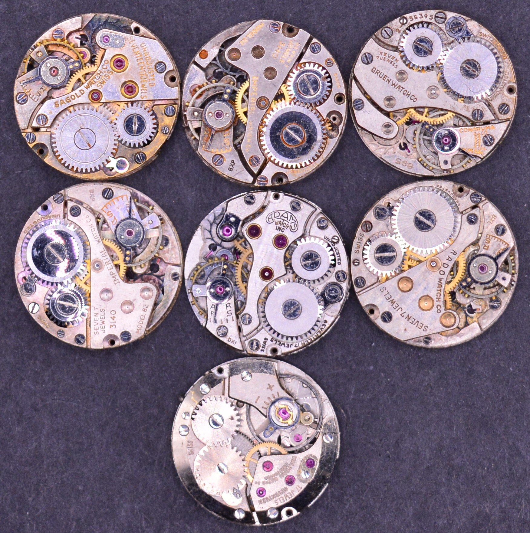 Vintage Wrist Watch Movements. Lot of 7 Round. Used. by Etsy