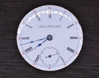 Vintage Solar Watch Company. Watch movement. Very nice looking, Complete but not running, Antique Watch, Vintage Watch, Solar Watch.