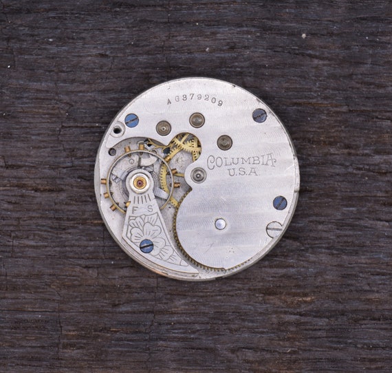 Vintage Columbia Pocket Watch Movement. Complete Not Running. Etsy