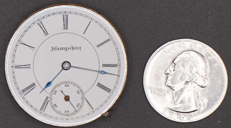 Vintage Hampden Watch Movement. Complete Not Running. Year 1889, Size 6s, 7 Jewel, Grade 200, Good Staff, Bad Hair Spring, Table Jewel image 7