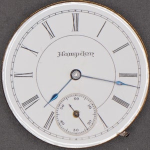 Vintage Hampden Watch Movement. Complete Not Running. Year 1889, Size 6s, 7 Jewel, Grade 200, Good Staff, Bad Hair Spring, Table Jewel image 2