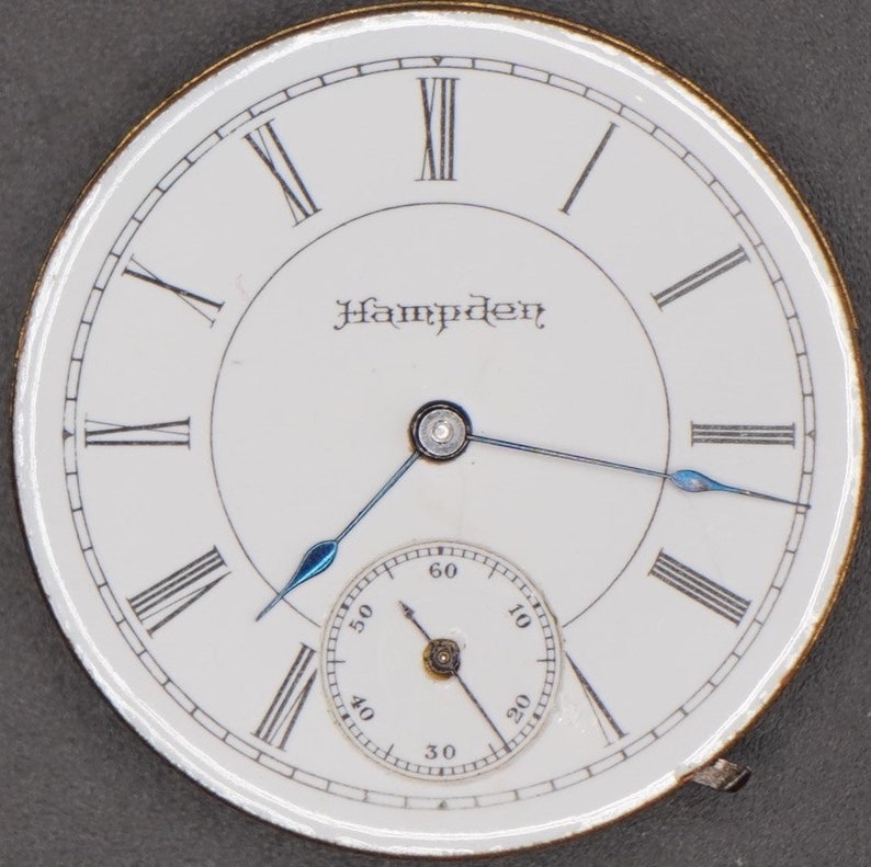 Vintage Hampden Watch Movement. Complete Not Running. Year 1889, Size 6s, 7 Jewel, Grade 200, Good Staff, Bad Hair Spring, Table Jewel image 2