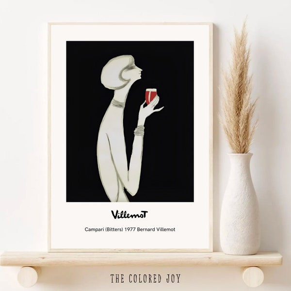 Bernard Villemot - Rouge 1977, Woman Poster, Mid Century, Campari, Vintage Advertisement Poster, Retro Poster, Digital Downloads