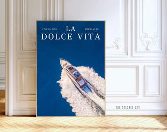 La Dolce Vita Yacht Print: Vintage Vogue Fashion Poster (Digital Download)