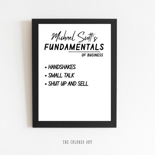 Michael Scott Quotes, Business Quote, Fundamentals Of Business Quote, The Office Printable, Popular TV Show Quotes, Quotes for Office