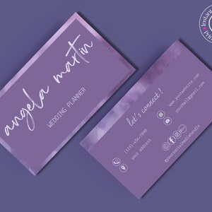 Sjabloon voor paarse visitekaartjes, trendy visitekaartje, afdrukbare visitekaartjes, luxe visitekaartje, modern visitekaartje -BC04