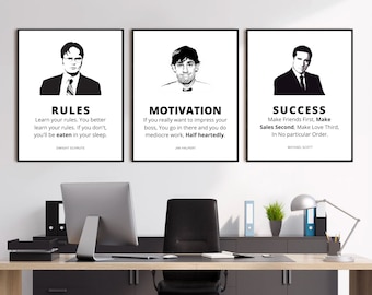 The Office TV Show Quotes Print Set, 3 Piece Wall Art, The Office Posters, Funny Gift For Office Fans, Michael Scott Dwight Schrute  Quote