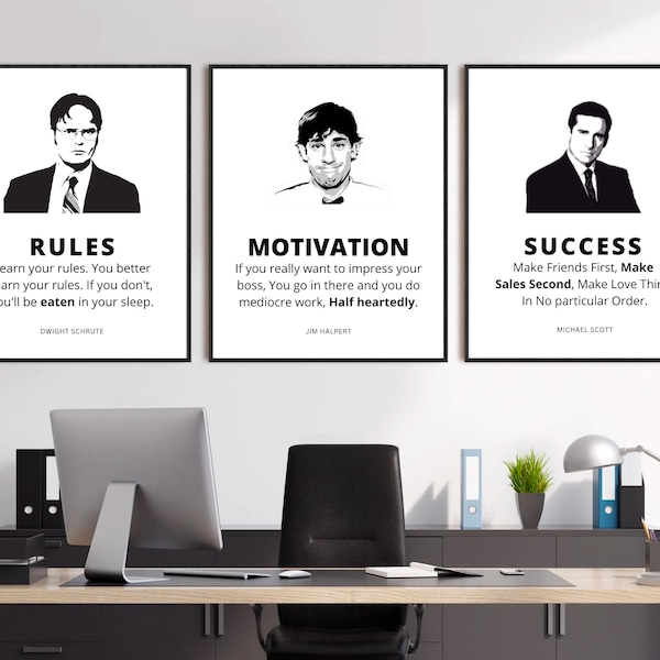 The Office TV Show Quotes Print Set, 3 Piece Wall Art, The Office Posters, Funny Gift For Office Fans, Michael Scott Dwight Schrute  Quote