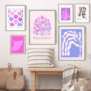 Purple Pink Matisse Print Set Of 6, Purple Wall Art for Home, Pink Wall Art Living Room, Matisse Gallery Wall, Matisse Poster Abstract Art