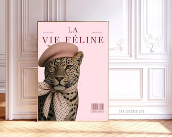 Pink Leopard Print - Funky Living Room Wall Art - Eclectic Prints - Maximalist Decor