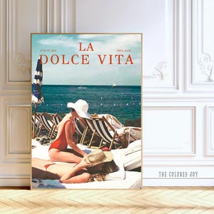 Luxury Seaside Poster, La Dolce Vita Beach Print, Italian Vogue Summer Wall Art, Sailing in Summer Poster, Dreamy Vacation Aesthetic