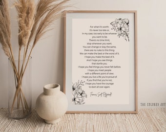 F. Scott Fitzgerald Quote Print: Vintage Literary Art (Digital Download)