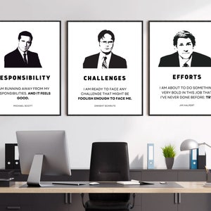 The Office TV Show Quotes Print Set, 3 Piece Wall Art, The Office Posters, Funny Gift For Office Fans, Michael Scott Jim Halpert Quotes