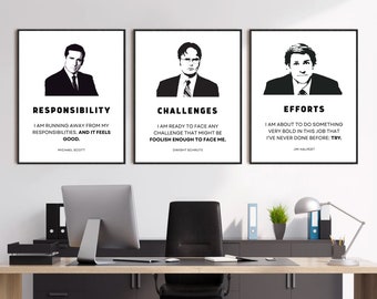 The Office TV Show Quotes Print Set, 3 Piece Wall Art, The Office Posters, Funny Gift For Office Fans, Michael Scott Jim Halpert Quotes